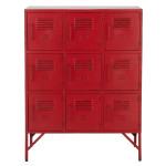 Paris Prix Commode 9 Portes En Métal "Pulgar" 113cm Rouge