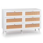 paris prix Commode Cannage en Rotin "Lesa" 120cm Blanc