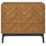 Paris Prix Commode Design 3 Tiroirs "Felix" 90cm Marron