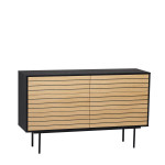 Paris Prix Commode Design "Stripe 6D" 140cm Chêne & Noir