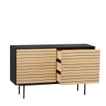 Paris Prix Commode Design "Stripe 6D" 140cm Chêne & Noir