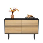 Paris Prix Commode Design "Stripe 6D" 140cm Chêne & Noir