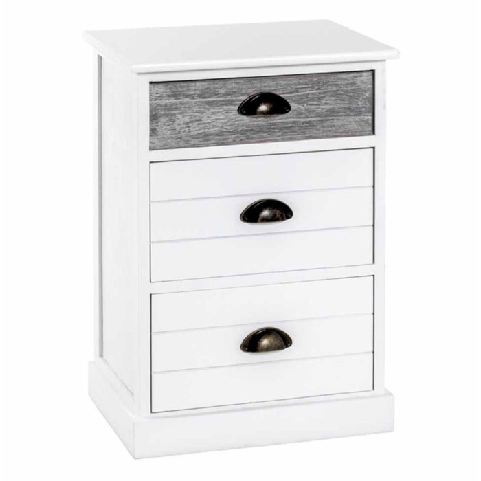 Paris Prix Commode En Bois 3 Tiroirs "Mario" 60cm Blanc