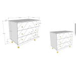 Paris Prix Commode Enfant 3 Tiroirs "Billy" 100cm Blanc