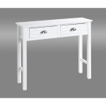 Paris Prix Console 2 Tiroirs "Lavido" 100cm Blanc Laqué