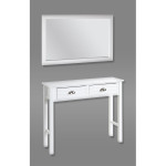 Paris Prix Console 2 Tiroirs "Lavido" 100cm Blanc Laqué
