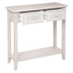 Paris Prix Console Design 2 Tiroirs "Hina" 80cm Blanc