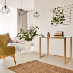 Paris Prix Console Design Bois & Verre "Quality" 100cm Naturel