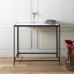 Paris Prix Console Design En Verre "Felicity" 100cm Noir & Blanc