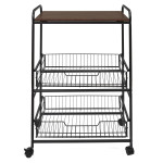 Paris Prix Desserte 2 Étagères & 2 Tiroirs "Métal" 86cm Noir