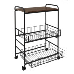 Paris Prix Desserte 2 Étagères & 2 Tiroirs "Métal" 86cm Noir