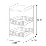 Paris Prix Desserte 2 Étagères & 2 Tiroirs "Métal" 86cm Noir