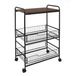 paris prix Desserte 2 Étagères & 2 Tiroirs "Métal" 86cm Noir