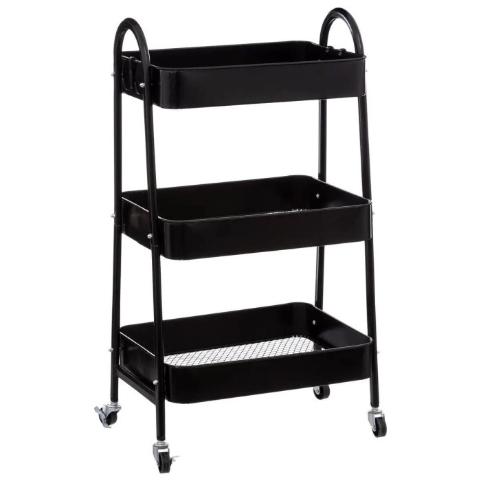 Paris Prix Desserte De Cuisine 3 Niveaux "Coins" 80cm Noir