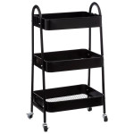 paris prix Desserte de Cuisine 3 Niveaux "Coins" 80cm Noir