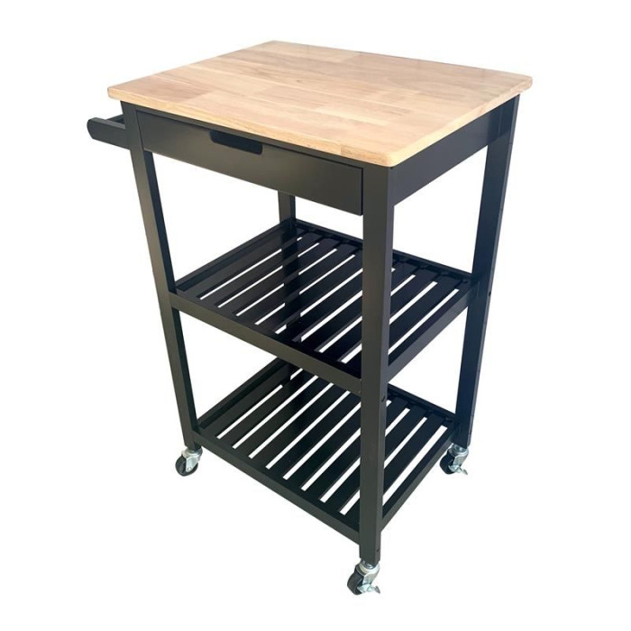 Paris Prix Desserte De Cuisine 3 Niveaux "Roulettes" 84cm Noir