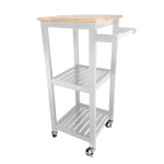 paris prix Desserte de Cuisine Déco "Roulettes" 84cm Blanc