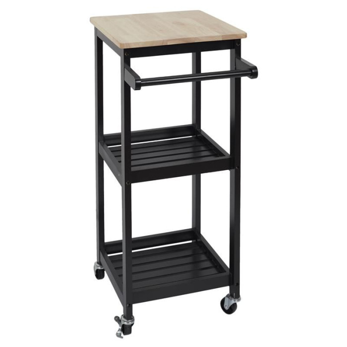 Paris Prix Desserte De Cuisine Déco "Roulettes" 84cm Noir