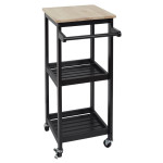 paris prix Desserte de Cuisine Déco "Roulettes" 84cm Noir