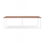 Paris Prix Double Bureau Design "Rosendo" 280cm Blanc & Noyer