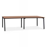 paris prix Double Bureau Design "Rosendo" 280cm Noir & Noyer