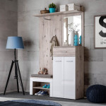 paris prix Ensemble Dressing "Gustavo II" 200cm Naturel & Blanc