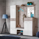 paris prix Ensemble Dressing "Gustavo III" 200cm Naturel & Blanc