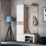 paris prix Ensemble Dressing "Gustavo V" 200cm Naturel & Blanc