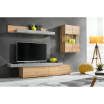 Paris Prix Ensemble Meuble TV "Concret" 230cm Naturel & Gris