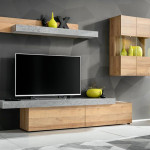 paris prix Ensemble Meuble TV "Concret" 230cm Naturel & Gris