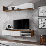 paris prix Ensemble Meuble TV "Dallas" 180cm Blanc & Chêne