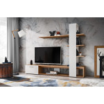 Paris Prix Ensemble Meuble TV Design "Eko" 190cm Naturel & Blanc