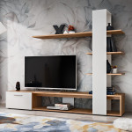 paris prix Ensemble Meuble TV Design "Eko" 190cm Naturel & Blanc