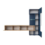 Paris Prix Ensemble Meuble TV Design "Marino" 210cm Naturel & Bleu