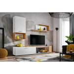 Paris Prix Ensemble Meuble TV Design "Maze II" 200cm Blanc & Naturel