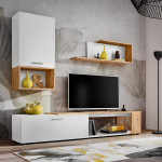 paris prix Ensemble Meuble TV Design "Maze II" 200cm Blanc & Naturel