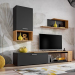 paris prix Ensemble Meuble TV Design "Maze II" 200cm Noir & Naturel