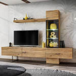 paris prix Ensemble Meuble TV design "Rise" 240cm Chêne