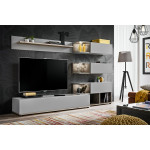 Paris Prix Ensemble Meuble TV Design "Silk" 240cm Gris & Naturel