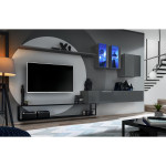 Paris Prix Ensemble Meuble TV Design "Switch I" 330cm Gris & Noir