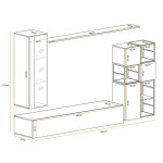 Paris Prix Ensemble Meuble TV Design "Switch II" 250cm Gris & Noir