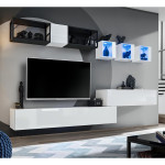 paris prix Ensemble Meuble TV Design "Switch III" 280cm Blanc & Noir