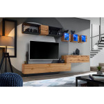 Paris Prix Ensemble Meuble TV Design "Switch III" 280cm Naturel & Noir