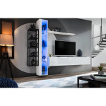 Paris Prix Ensemble Meuble TV Design "Switch VII" 240cm Blanc & Noir