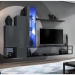 paris prix Ensemble Meuble TV Design "Switch VIII" 240cm Gris & Noir