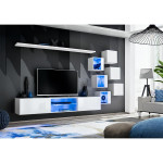 Paris Prix Ensemble Meuble TV Design "Switch XXI" 260cm Blanc