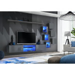 Paris Prix Ensemble Meuble TV Design "Switch XXI" 260cm Gris