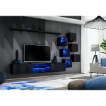 Paris Prix Ensemble Meuble TV Design "Switch XXI" 260cm Noir