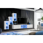 Paris Prix Ensemble Meuble TV Design "Switch XXII" 210cm Blanc