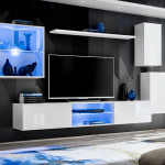 paris prix Ensemble Meuble TV Design "Switch XXIII" 250cm Blanc
